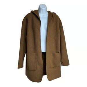 Joie Open Front Hooded Sherpa Straight Cardigan Coat sz S